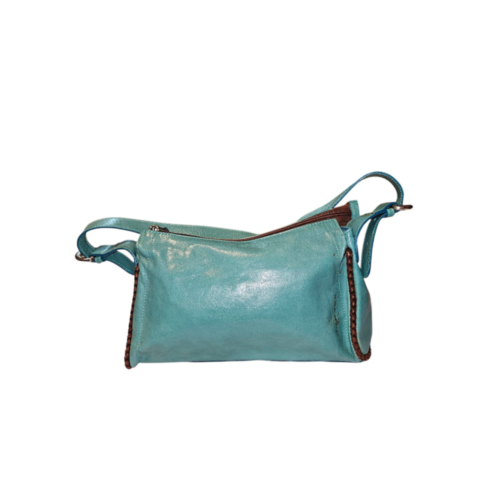 Claudia Firenze Teal Genuine Leather Shoulder Bag / Made in Italy - Picture 4 of 11